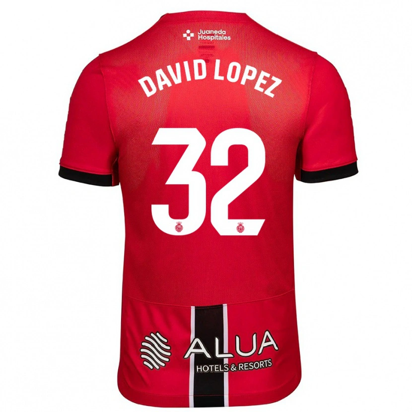 Danxen Niño Camiseta David López #32 Rojo Negro 1ª Equipación 2025/26 La Camisa