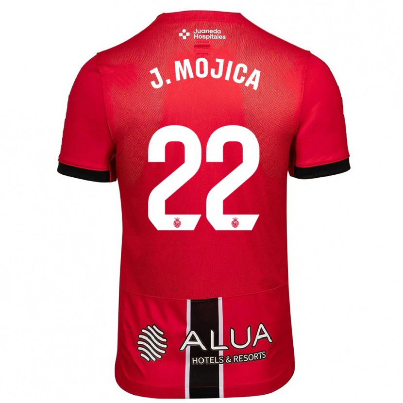 Danxen Niño Camiseta Johan Mojica #22 Rojo Negro 1ª Equipación 2025/26 La Camisa