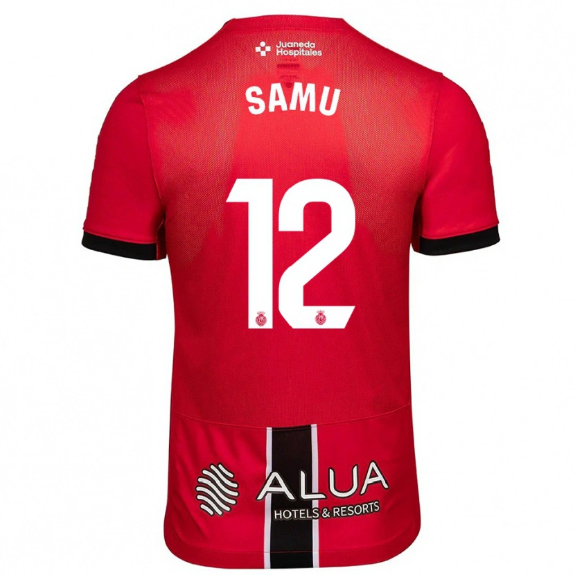 Danxen Niño Camiseta Samú Costa #12 Rojo Negro 1ª Equipación 2025/26 La Camisa
