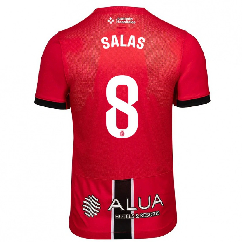 Danxen Niño Camiseta Jan Salas #8 Rojo Negro 1ª Equipación 2025/26 La Camisa
