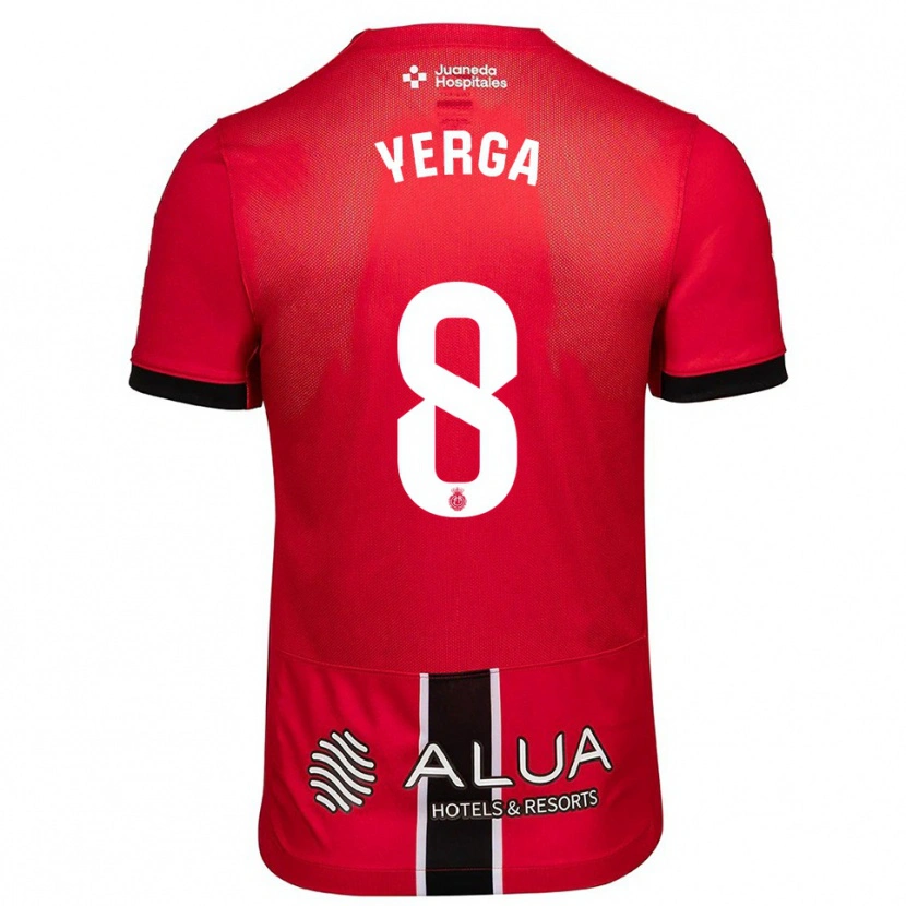 Danxen Niño Camiseta Alejandro Yerga #8 Rojo Negro 1ª Equipación 2025/26 La Camisa
