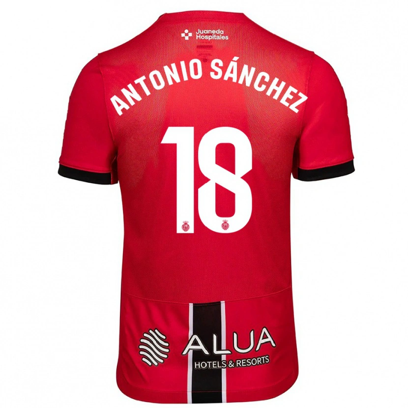 Danxen Niño Camiseta Antonio Sánchez #18 Rojo Negro 1ª Equipación 2025/26 La Camisa