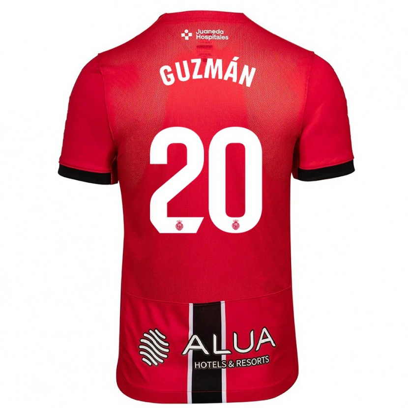 Danxen Niño Camiseta Samuel Guzmán #20 Rojo Negro 1ª Equipación 2025/26 La Camisa