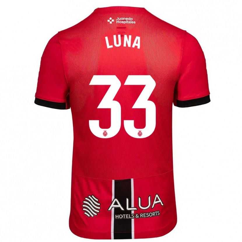 Danxen Niño Camiseta Daniel Luna #33 Rojo Negro 1ª Equipación 2025/26 La Camisa