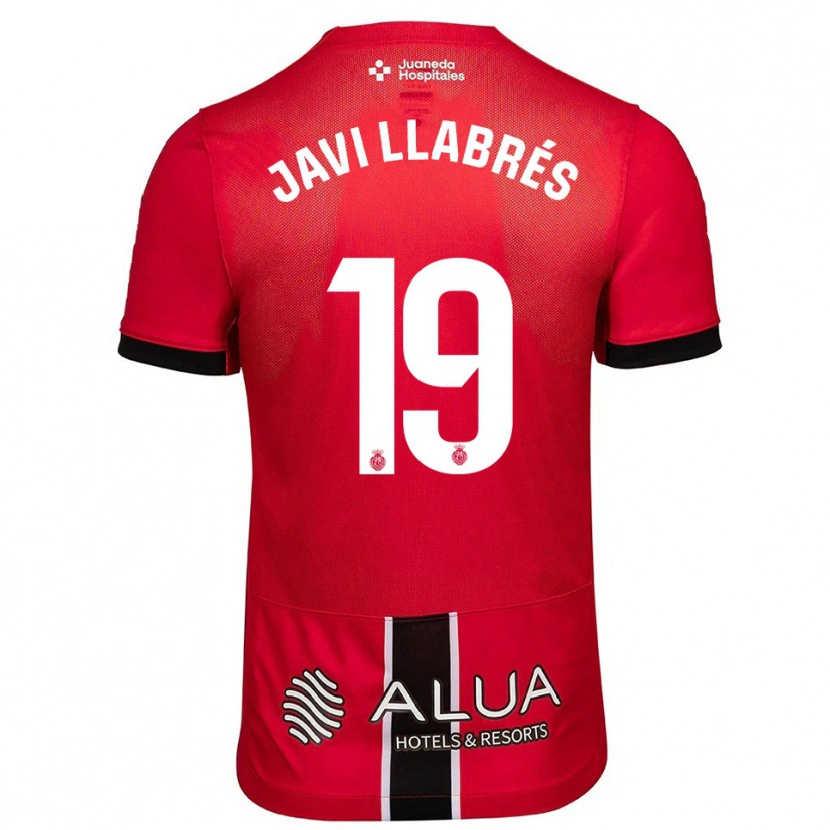Danxen Niño Camiseta Javi Llabrés #19 Rojo Negro 1ª Equipación 2025/26 La Camisa