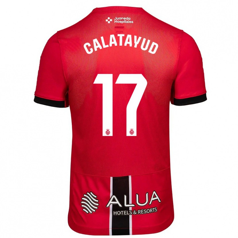 Danxen Niño Camiseta Miguel Calatayud #17 Rojo Negro 1ª Equipación 2025/26 La Camisa
