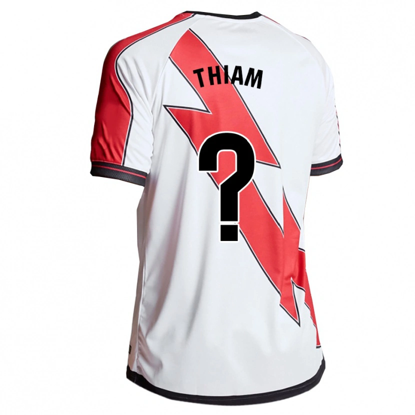 Danxen Niño Camiseta Aly Thiam #0 Blanco Rojo 1ª Equipación 2025/26 La Camisa