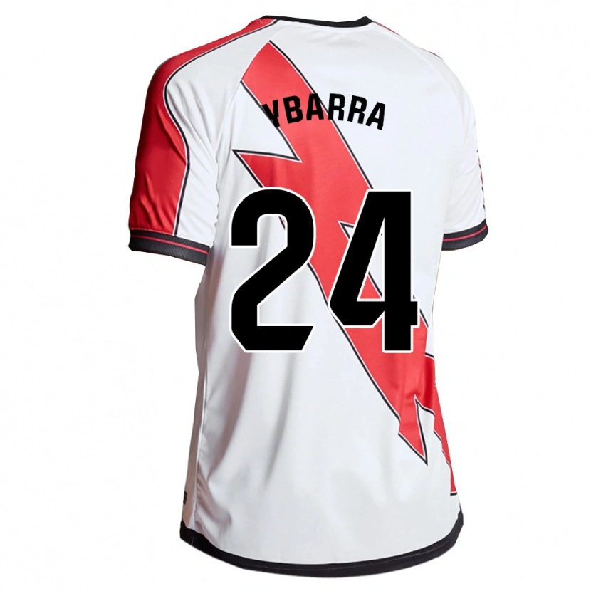 Danxen Niño Camiseta Juan Ybarra #24 Blanco Rojo 1ª Equipación 2025/26 La Camisa