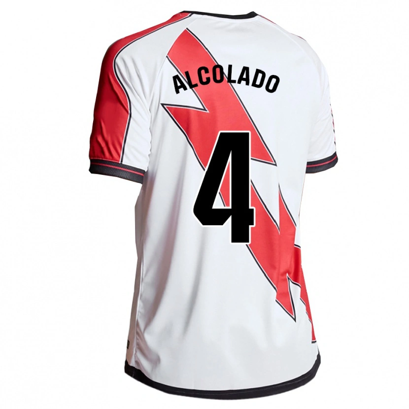 Danxen Niño Camiseta Jaime Alcolado #4 Blanco Rojo 1ª Equipación 2025/26 La Camisa