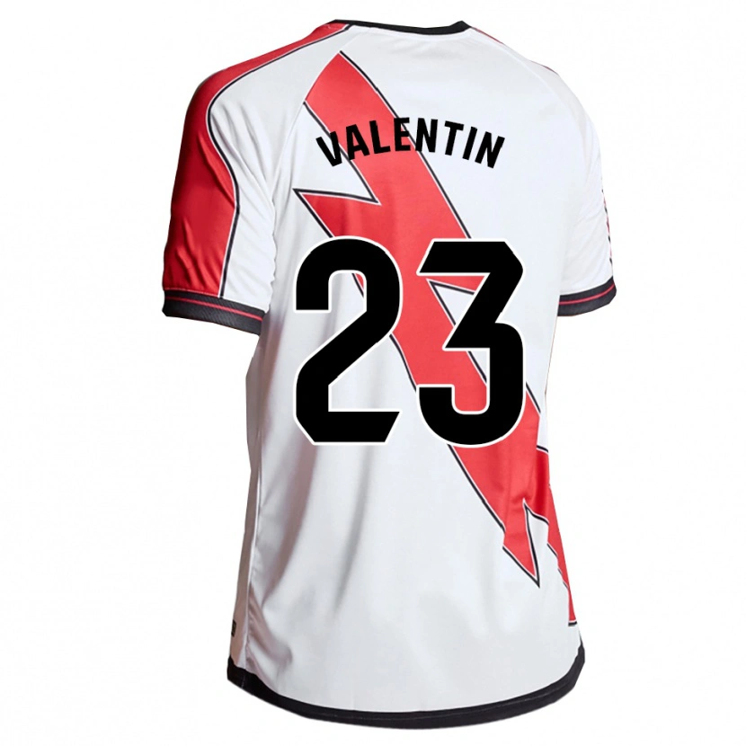 Danxen Niño Camiseta Óscar Valentín #23 Blanco Rojo 1ª Equipación 2025/26 La Camisa