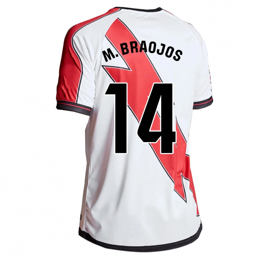 Danxen Niño Camiseta Mónica Braojos Pérez #14 Blanco Rojo 1ª Equipación 2025/26 La Camisa