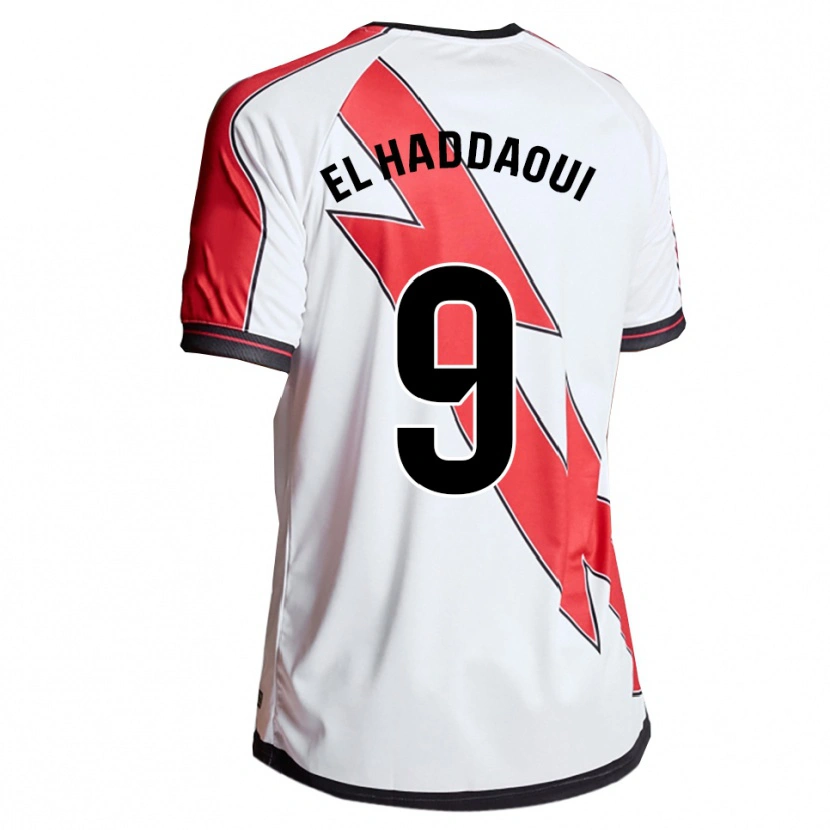 Danxen Niño Camiseta Hamza El Haddaoui #9 Blanco Rojo 1ª Equipación 2025/26 La Camisa