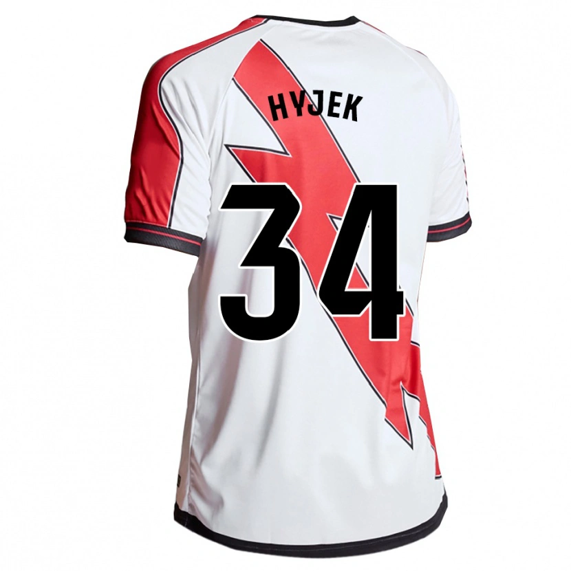 Danxen Niño Camiseta David Hyjek #34 Blanco Rojo 1ª Equipación 2025/26 La Camisa