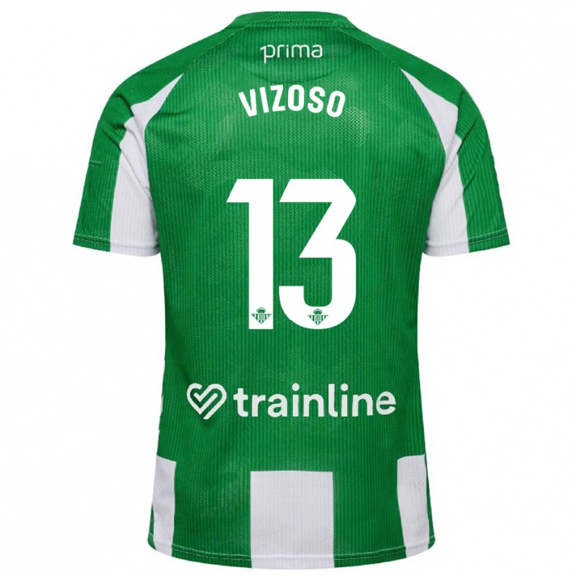 Danxen Niño Camiseta Paula Vizoso #13 Verde Blanco 1ª Equipación 2025/26 La Camisa