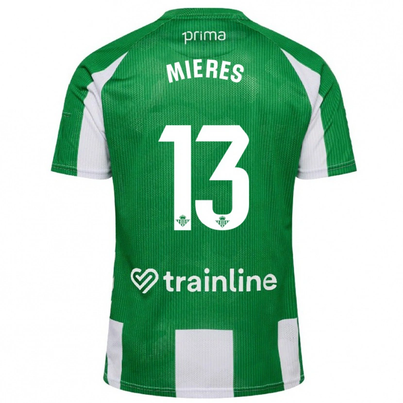 Danxen Niño Camiseta Malena Mieres García #13 Verde Blanco 1ª Equipación 2025/26 La Camisa