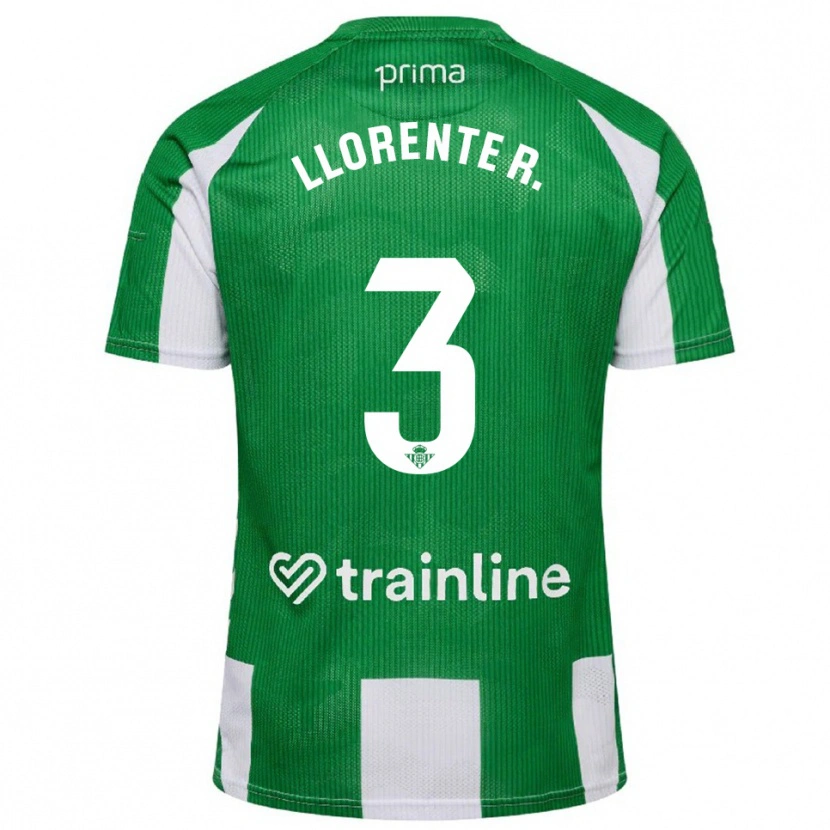 Danxen Niño Camiseta Diego Llorente #3 Verde Blanco 1ª Equipación 2025/26 La Camisa
