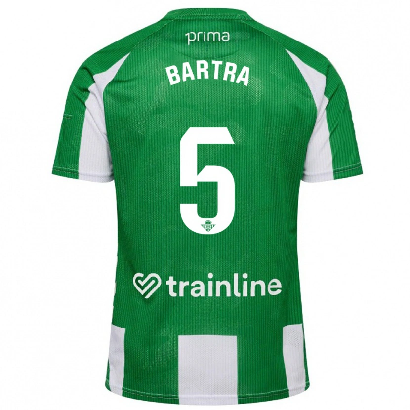Danxen Niño Camiseta Marc Bartra #5 Verde Blanco 1ª Equipación 2025/26 La Camisa