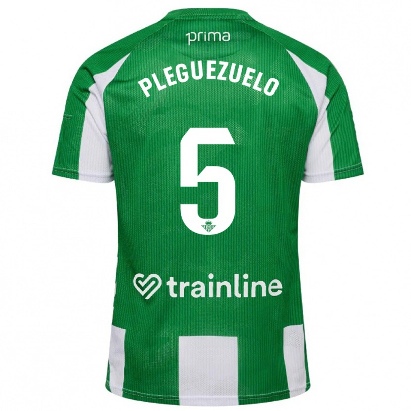 Danxen Niño Camiseta Xavi Pleguezuelo #5 Verde Blanco 1ª Equipación 2025/26 La Camisa