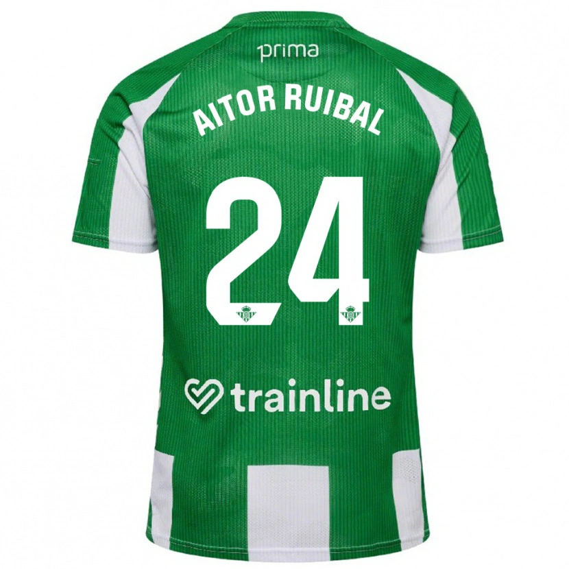 Danxen Niño Camiseta Aitor Ruibal #24 Verde Blanco 1ª Equipación 2025/26 La Camisa