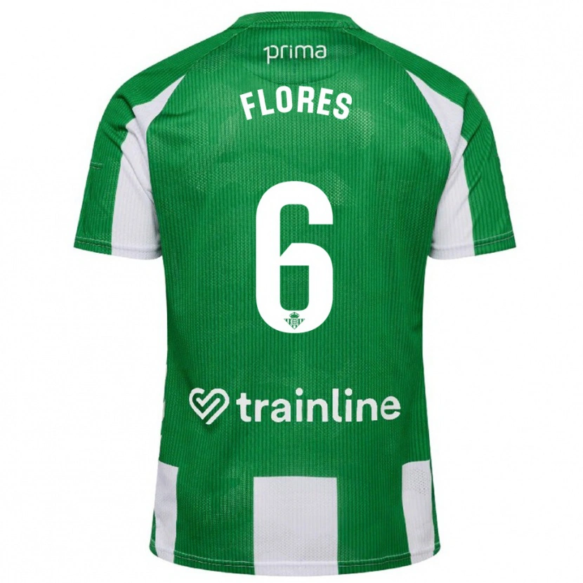 Danxen Niño Camiseta Mateo Flores #6 Verde Blanco 1ª Equipación 2025/26 La Camisa