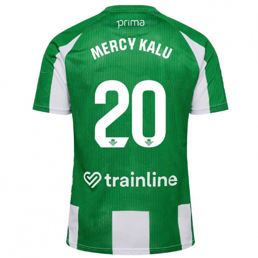Danxen Niño Camiseta Chinyere Mercy Kalu #20 Verde Blanco 1ª Equipación 2025/26 La Camisa