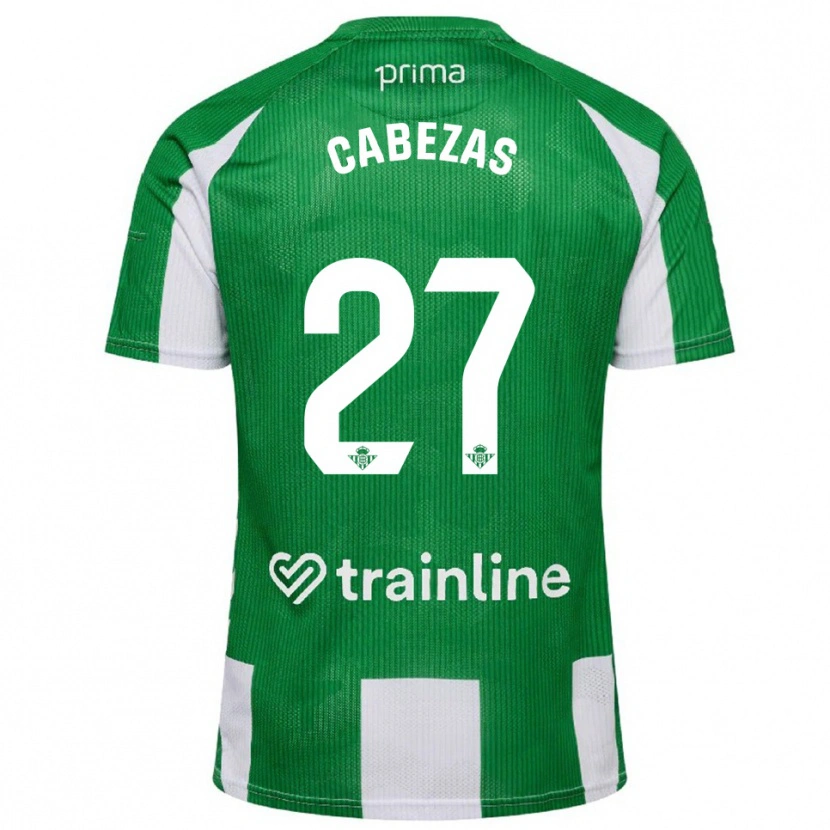 Danxen Niño Camiseta Ángela Cabezas #27 Verde Blanco 1ª Equipación 2025/26 La Camisa