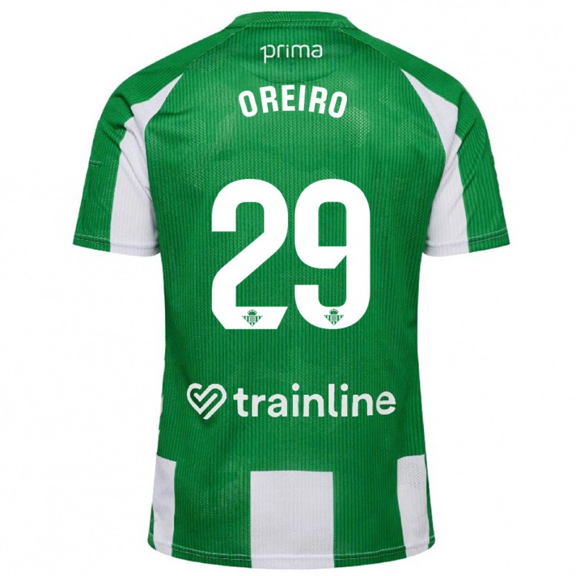 Danxen Niño Camiseta Jorge Oreiro #29 Verde Blanco 1ª Equipación 2025/26 La Camisa