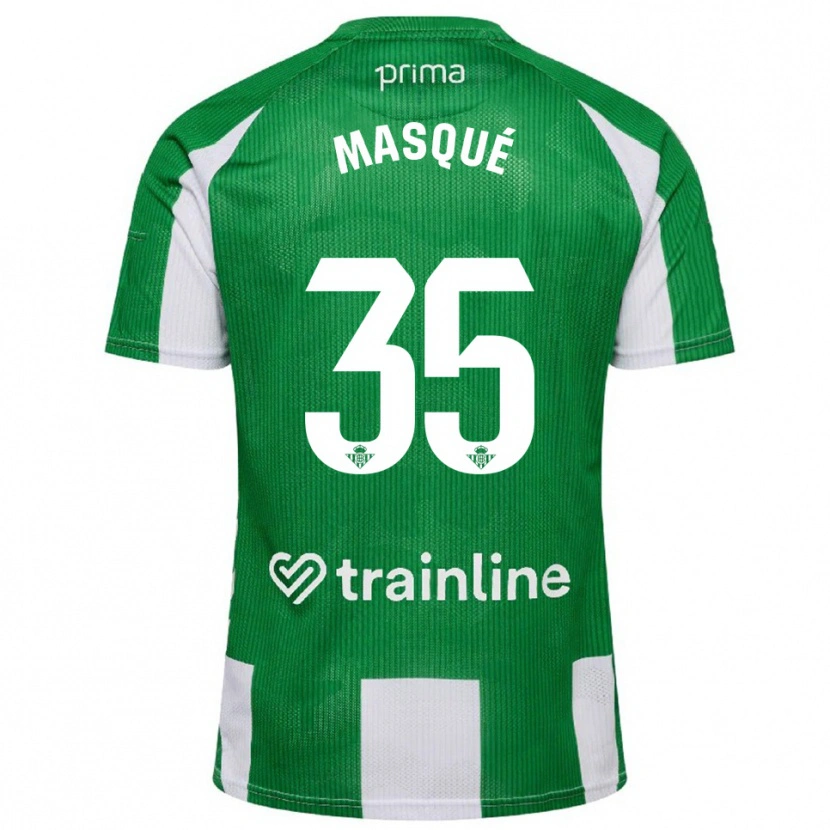 Danxen Niño Camiseta Òscar Masqué #35 Verde Blanco 1ª Equipación 2025/26 La Camisa