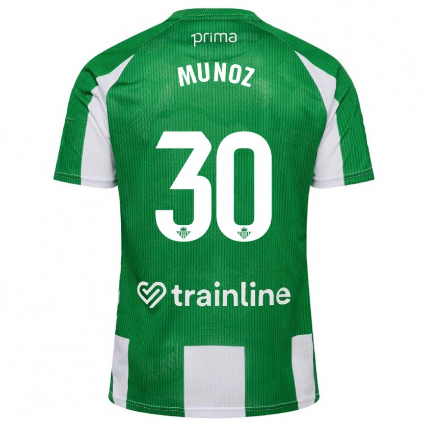 Danxen Niño Camiseta Blanca Muñoz #30 Verde Blanco 1ª Equipación 2025/26 La Camisa