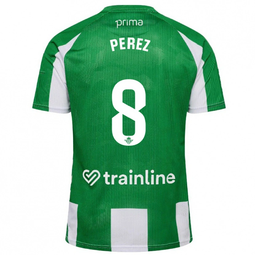 Danxen Niño Camiseta Dani Pérez #8 Verde Blanco 1ª Equipación 2025/26 La Camisa