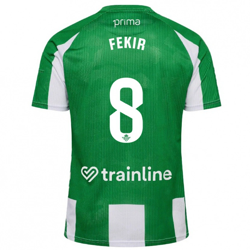 Danxen Niño Camiseta Nabil Fekir #8 Verde Blanco 1ª Equipación 2025/26 La Camisa