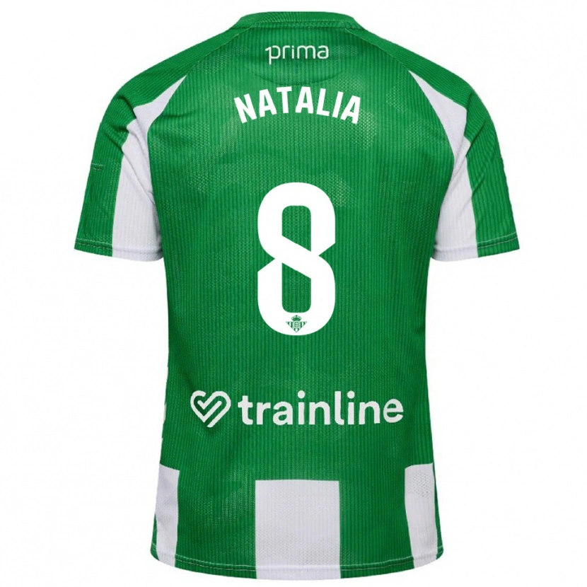 Danxen Niño Camiseta Natalia Montilla Martinez #8 Verde Blanco 1ª Equipación 2025/26 La Camisa