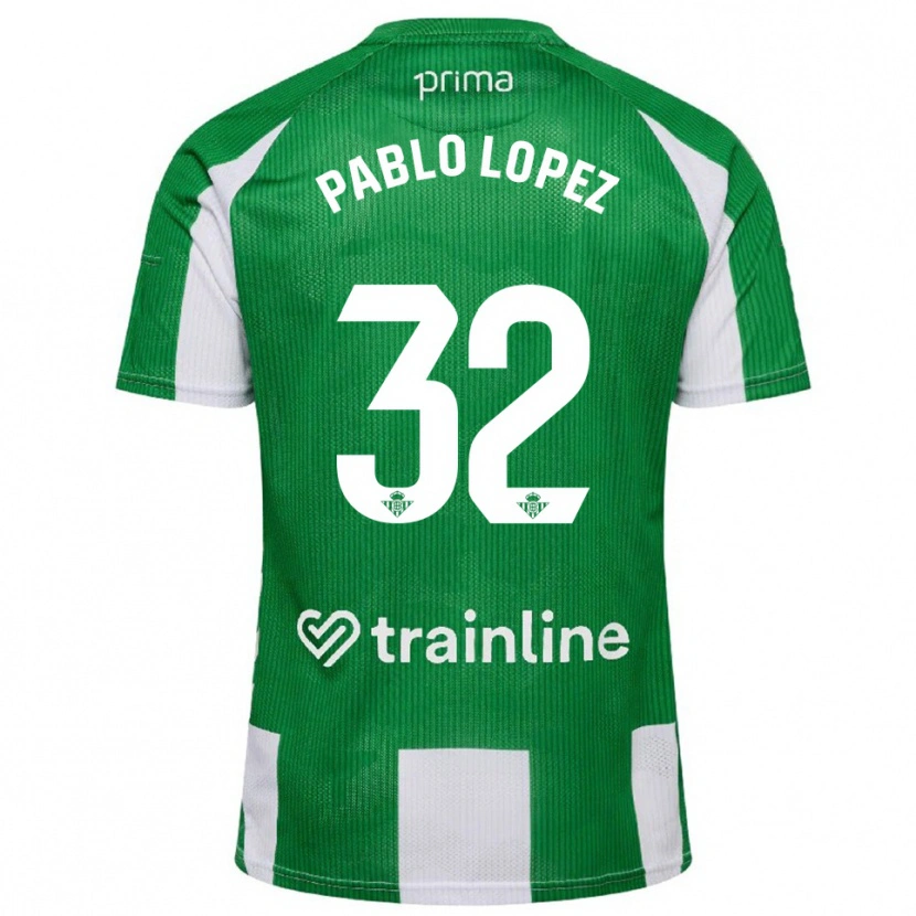 Danxen Niño Camiseta Pablo López #32 Verde Blanco 1ª Equipación 2025/26 La Camisa