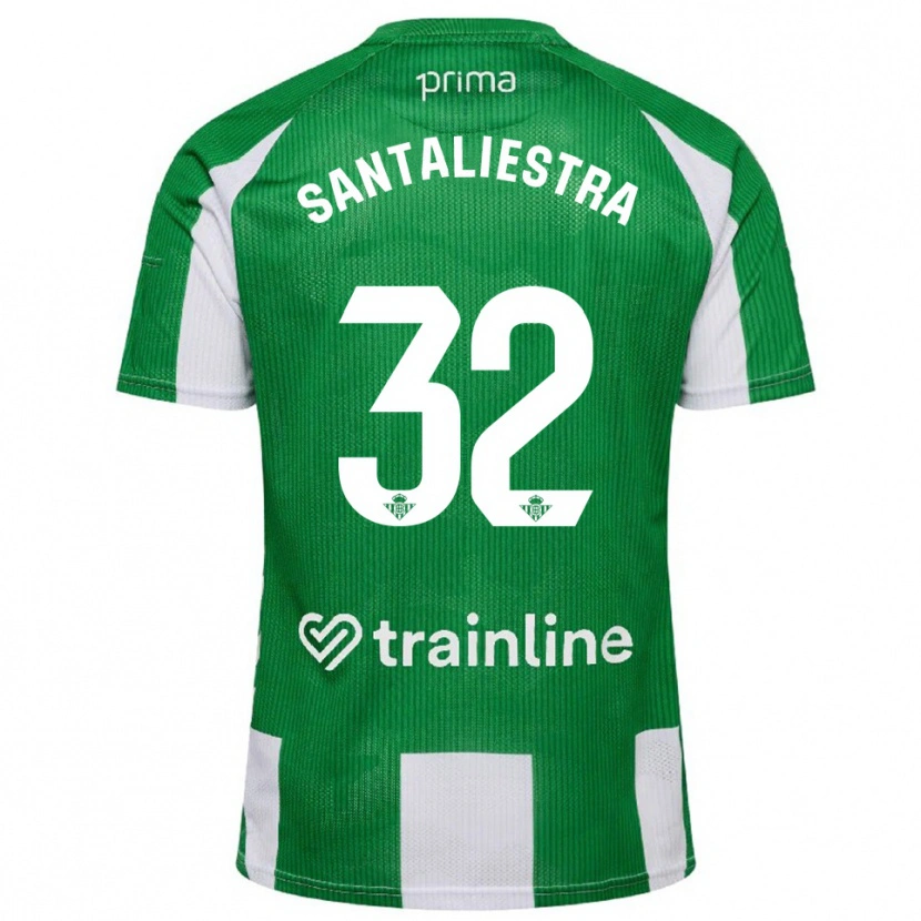 Danxen Niño Camiseta Carla Santaliestra #32 Verde Blanco 1ª Equipación 2025/26 La Camisa
