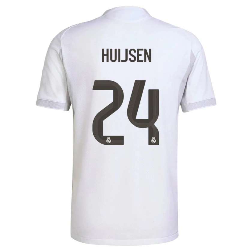 Danxen Niño Camiseta Dean Huijsen #24 Blanco Amarillo 1ª Equipación 2025/26 La Camisa