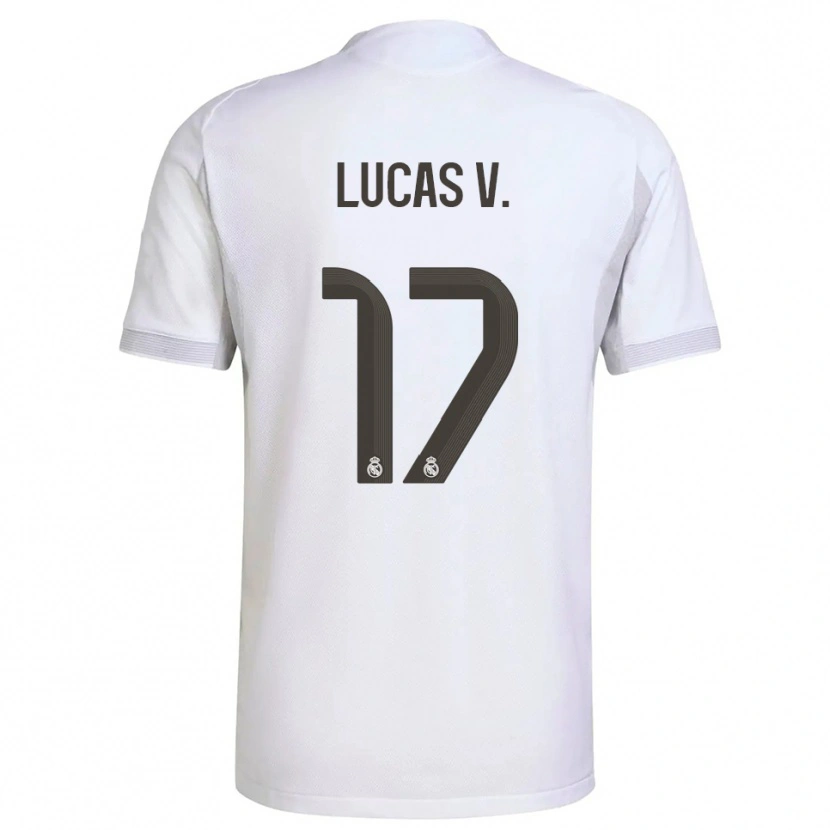 Danxen Niño Camiseta Lucas Vazquez #17 Blanco Amarillo 1ª Equipación 2025/26 La Camisa