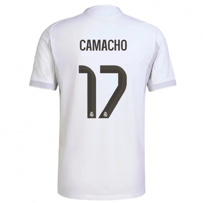 Danxen Niño Camiseta Carla Camacho #17 Blanco Amarillo 1ª Equipación 2025/26 La Camisa