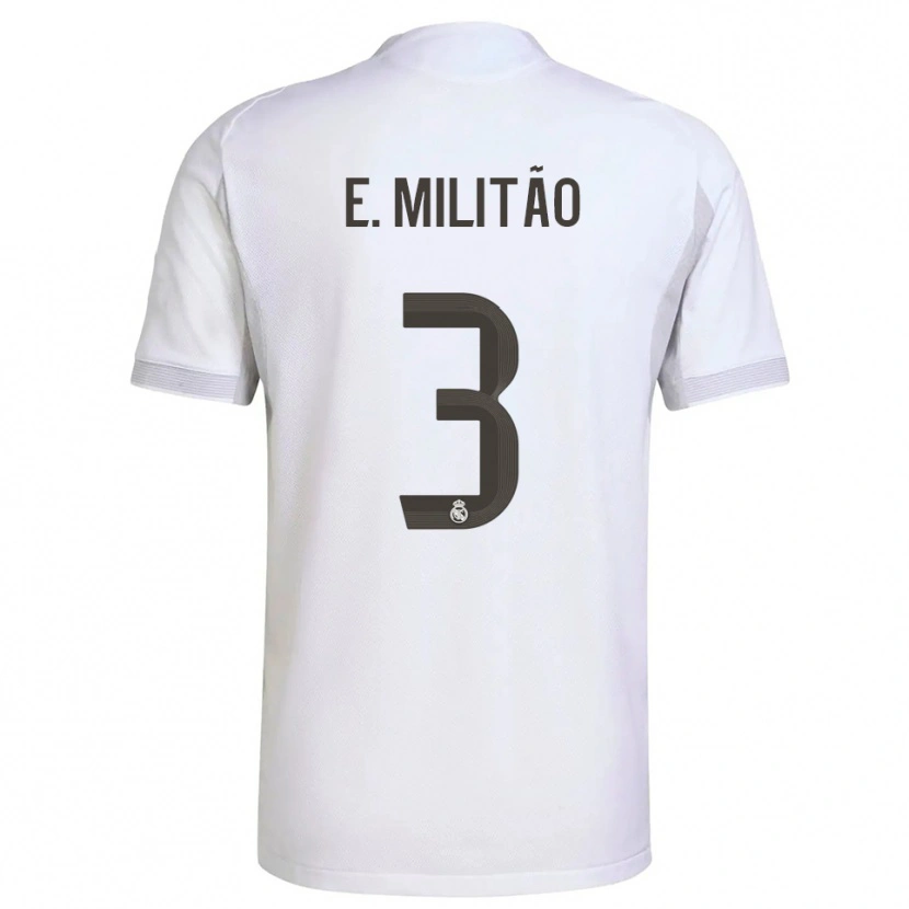 Danxen Niño Camiseta Éder Militão #3 Blanco Amarillo 1ª Equipación 2025/26 La Camisa