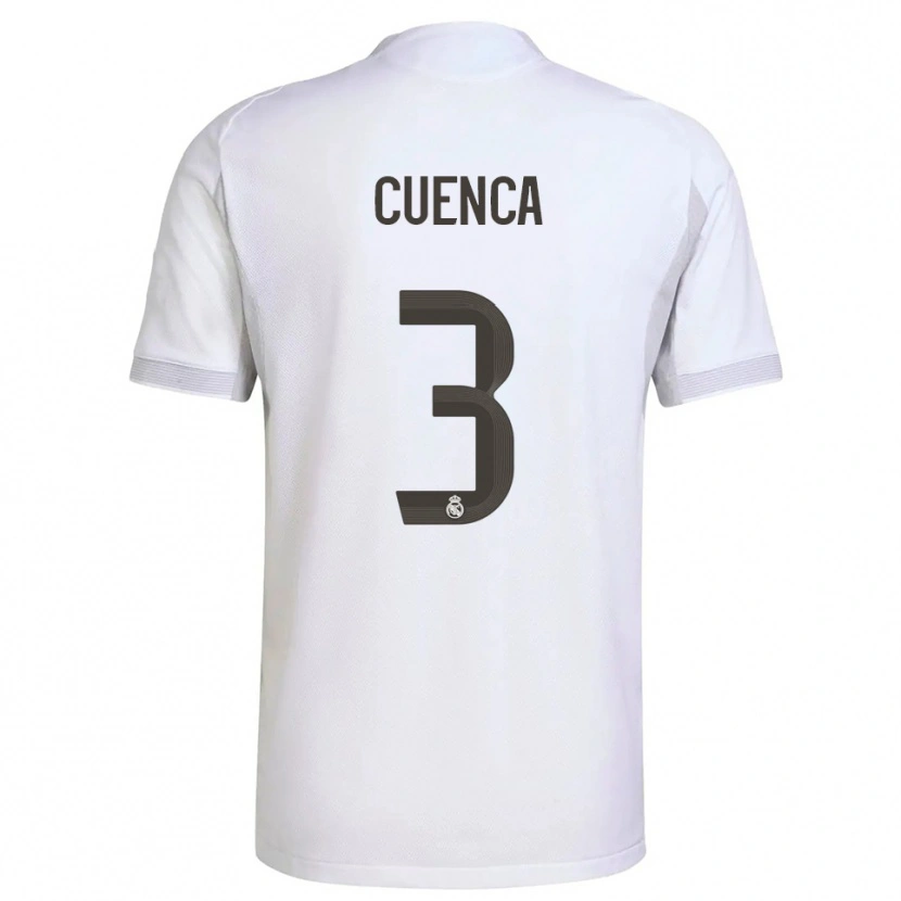 Danxen Niño Camiseta David Cuenca #3 Blanco Amarillo 1ª Equipación 2025/26 La Camisa