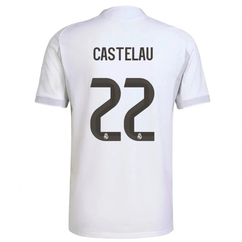 Danxen Niño Camiseta Alber Castelau #22 Blanco Amarillo 1ª Equipación 2025/26 La Camisa