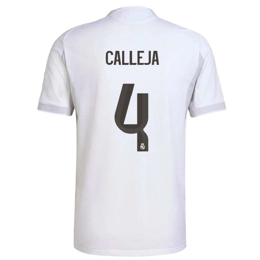 Danxen Niño Camiseta Jaime Calleja #4 Blanco Amarillo 1ª Equipación 2025/26 La Camisa