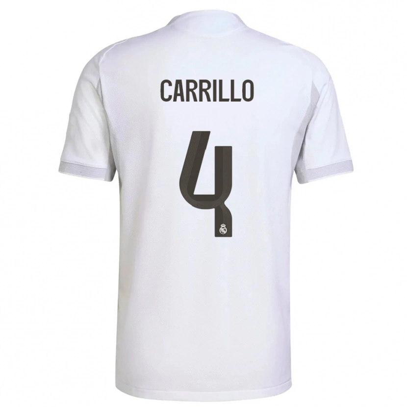 Danxen Niño Camiseta Alvaro Carrillo #4 Blanco Amarillo 1ª Equipación 2025/26 La Camisa