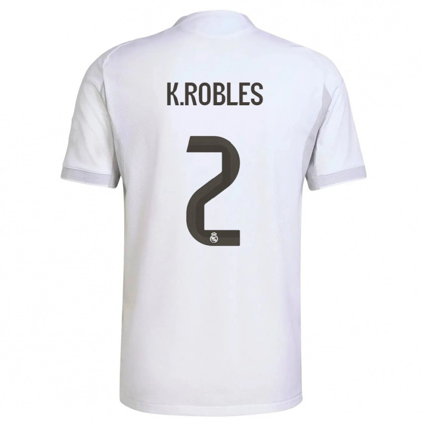 Danxen Niño Camiseta Kenti Robles #2 Blanco Amarillo 1ª Equipación 2025/26 La Camisa