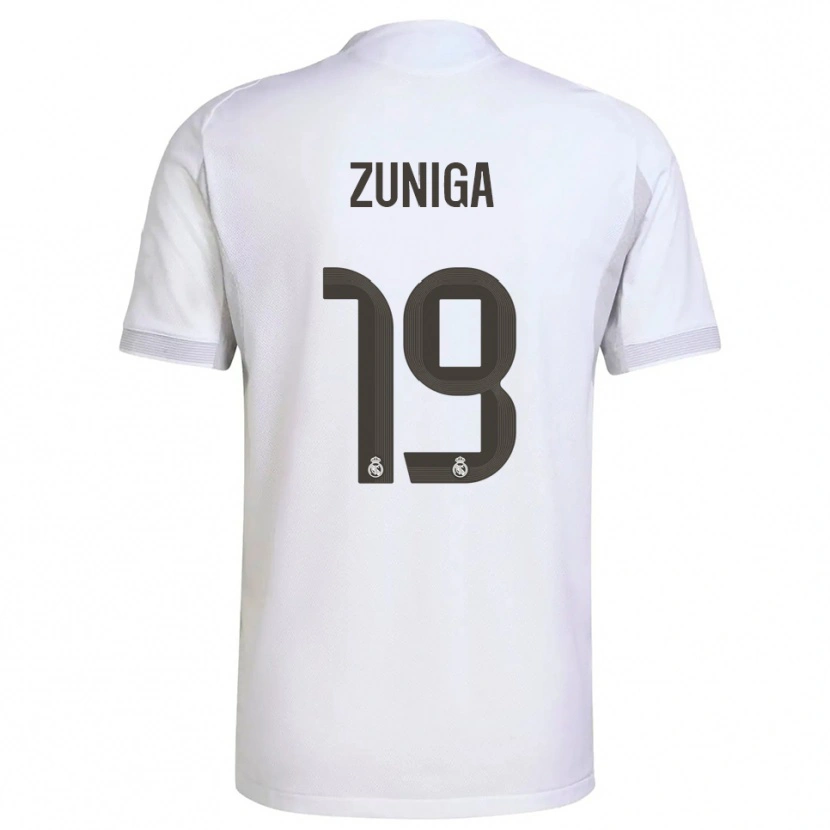 Danxen Niño Camiseta Loren Zúñiga #19 Blanco Amarillo 1ª Equipación 2025/26 La Camisa