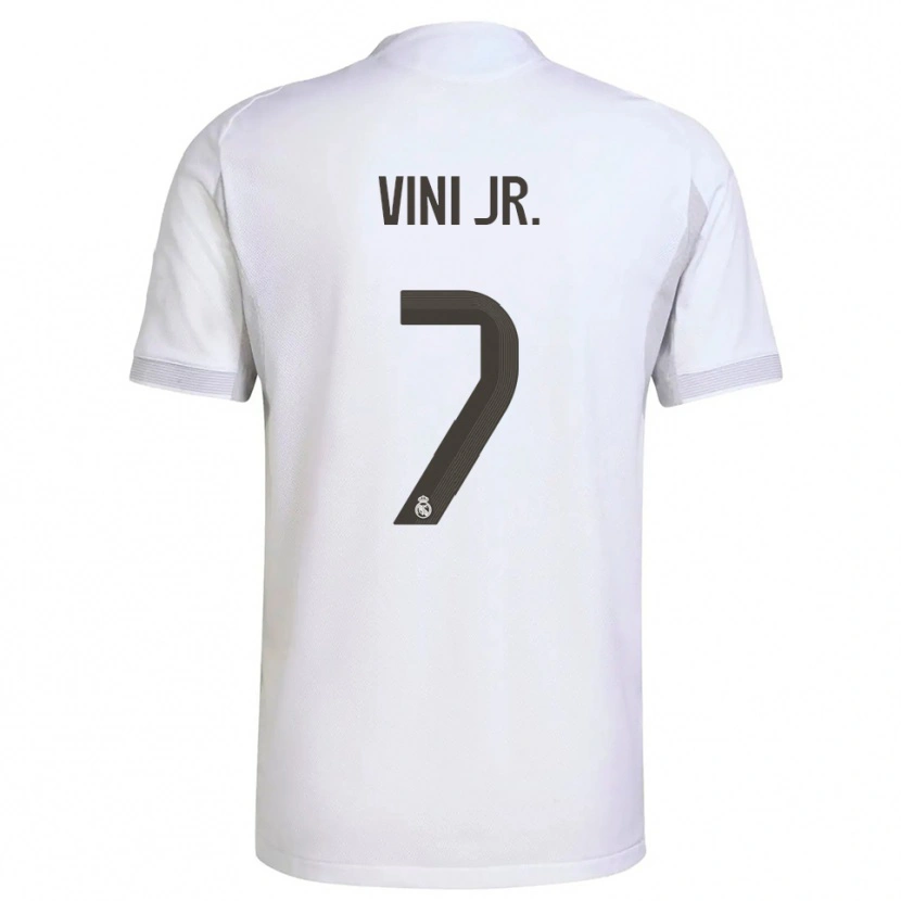 Danxen Niño Camiseta Vinicius Junior #7 Blanco Amarillo 1ª Equipación 2025/26 La Camisa