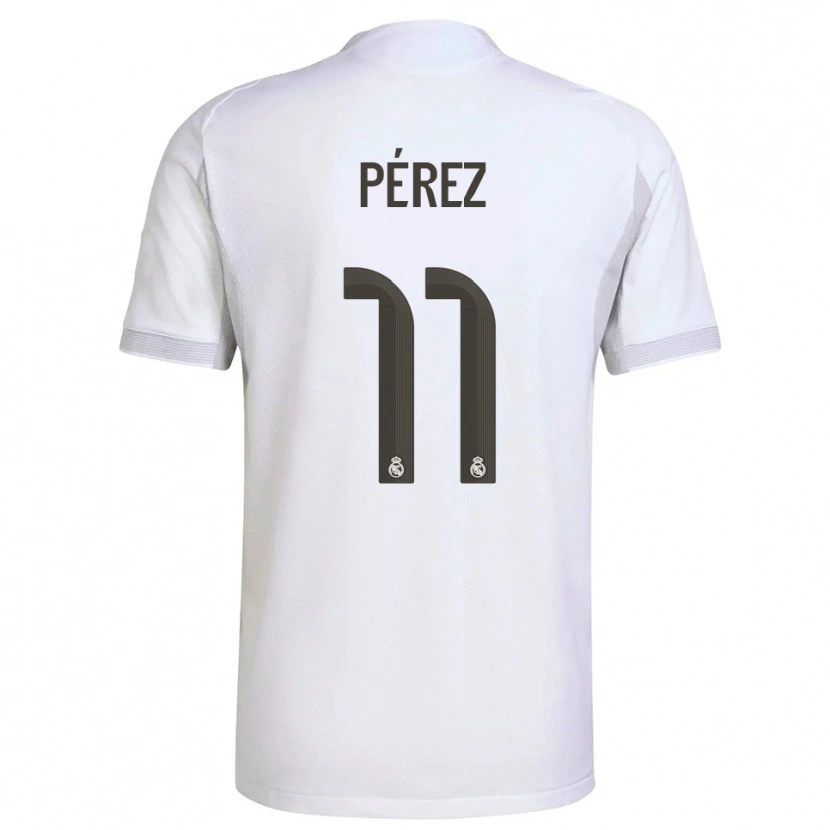 Danxen Niño Camiseta Adrián Pérez #11 Blanco Amarillo 1ª Equipación 2025/26 La Camisa