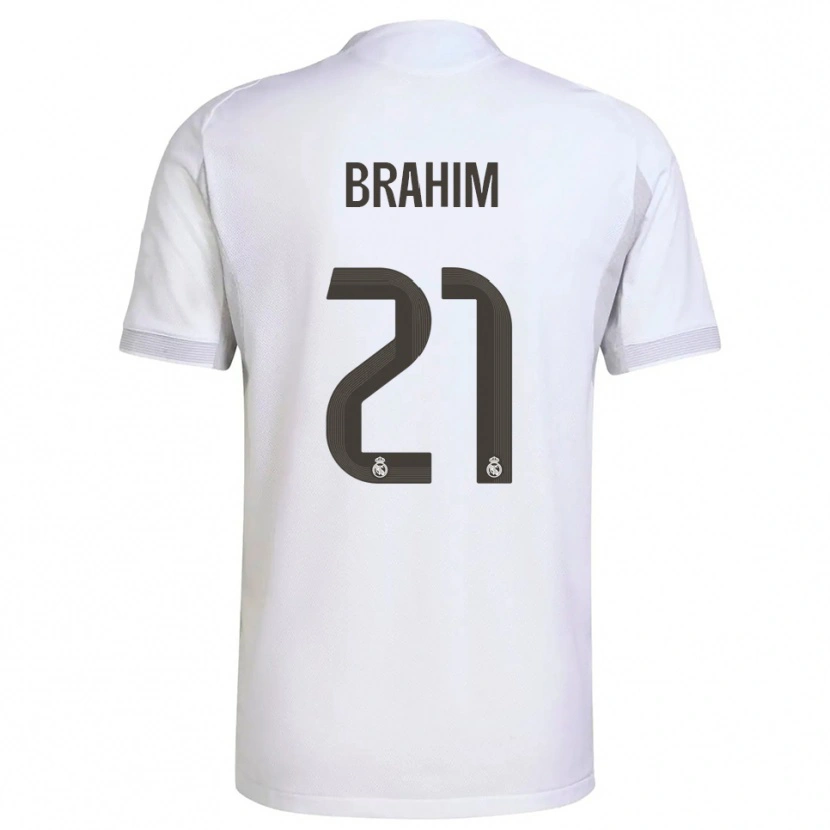 Danxen Niño Camiseta Brahim Díaz #21 Blanco Amarillo 1ª Equipación 2025/26 La Camisa