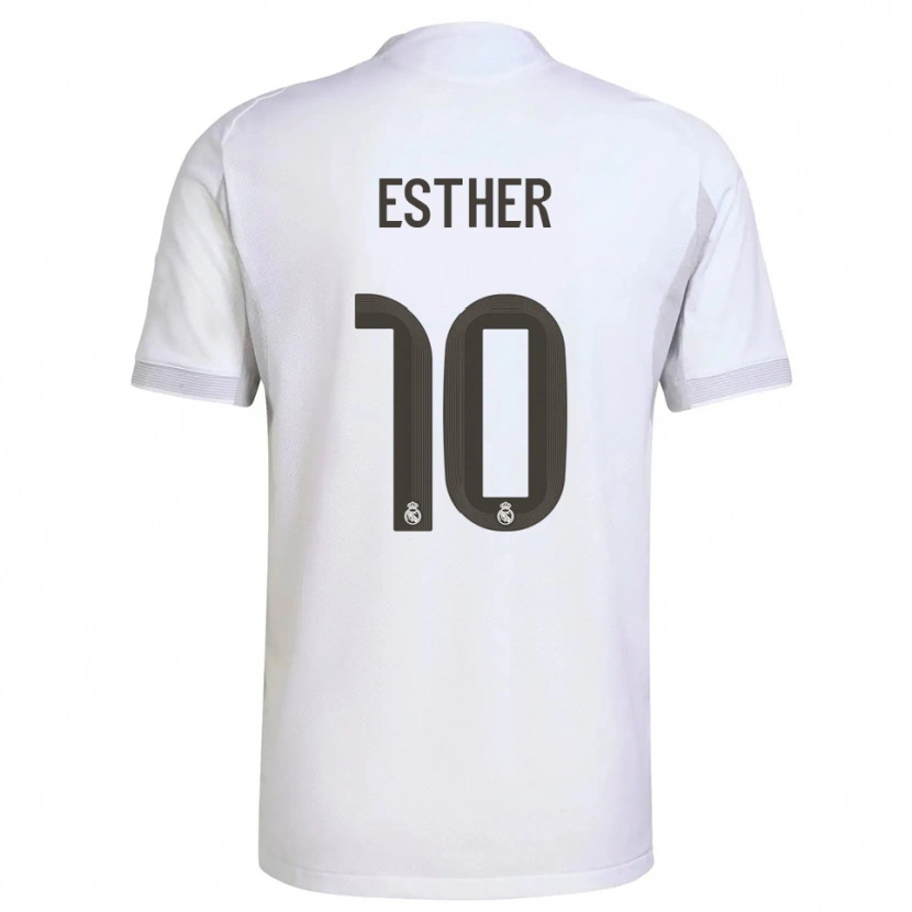 Danxen Niño Camiseta Esther Gonzalez #10 Blanco Amarillo 1ª Equipación 2025/26 La Camisa