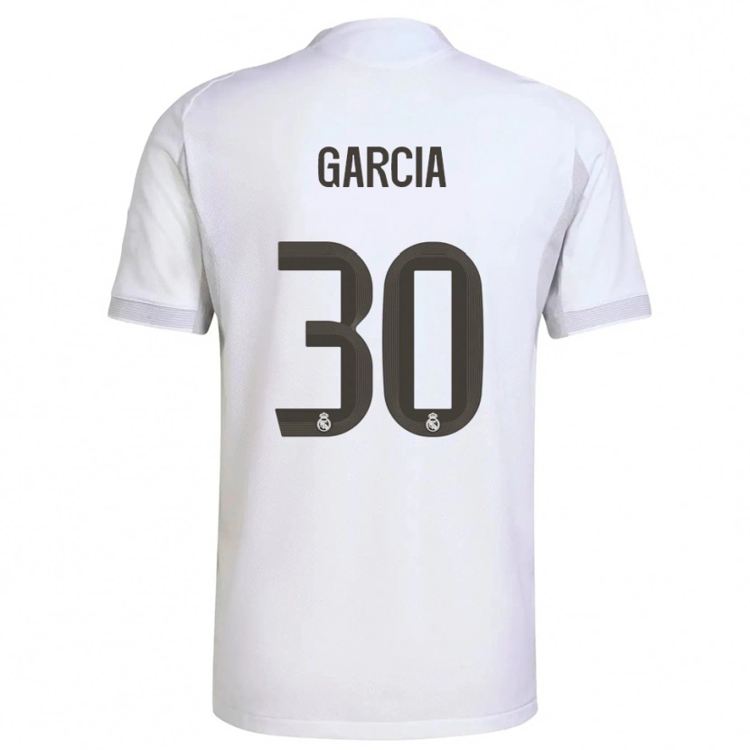 Danxen Niño Camiseta Gonzalo García #30 Blanco Amarillo 1ª Equipación 2025/26 La Camisa
