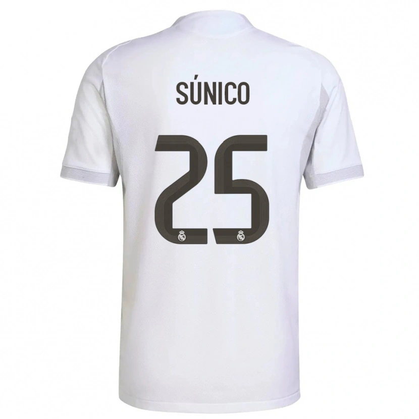 Danxen Niño Camiseta Guille Súnico #25 Blanco Amarillo 1ª Equipación 2025/26 La Camisa